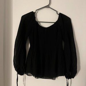Aritzia Wilfred Talence Pleated Black Blouse Size S